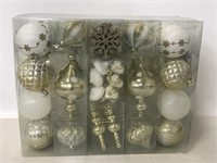 54 pc white and gold Christmas ornaments