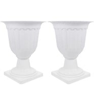 Pair of two new white plastic planters