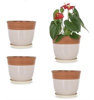 4 Pack 8 inch Pots W/ drainage holes & saucers