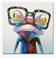 Japo Art happy frog with glasses canvas wall art