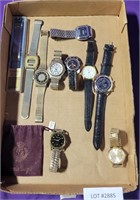9 MIXED MEN'S WRIST WATCHES & 1 BAND