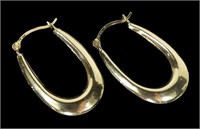 14K Yellow gold knife edge hoop earrings,