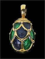 16K ? Yellow gold blue and green  enameled egg