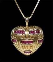 14K Yellow gold woven heart shape pendant with