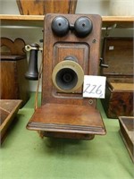 Kellogg Oak Wall Mount Crank Style Telephone