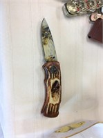 Pheasant & deer mural knife