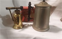Lenk Alcohl blo torch and a vintage coffee pot
