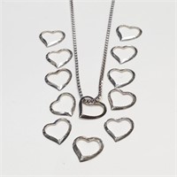 $50 Silver Pack Of 12 Floating Heart Pendant With