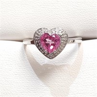 $50 Silver Pink Cz Ring