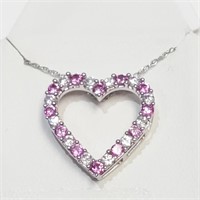 $100 Silver Created Pink Sapphire 18" Necklace