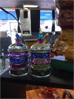 Pair of multicolor glass containers