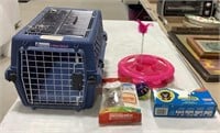 Pet crate w/ cat supplies