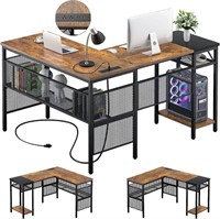 L Shaped Desk with USB Charging Port