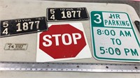 License plates and sign