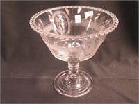 Early American pressed glass compote Cupid &