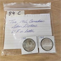 2 - 1966 Canadian silver dollars