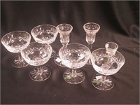 Eight pieces of Waterford crystal: five 4"