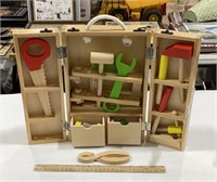 Wooden toy tool set