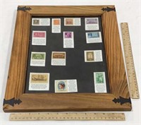 Wood framed stamp art