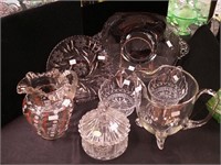Seven pieces of crystal: 10" high bulbous serving