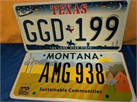 Texas and Montana license plates