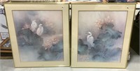 2 framed Cranes wall art