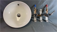 Round Sink Measures 15” Diameter plus Set Taps