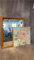 Wooden Flower Picture and a 19.2” x 2 foot Mirror