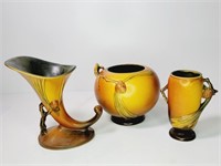 3 Roseville Pottery Pine Cone Pattern Vases