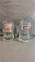 Two A & W Root Beer Mugs Measure 5.75” Height