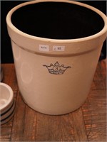 #3 brown and white stoneware crock with