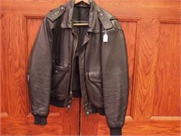 Vintage man's black leather bomber jacket,