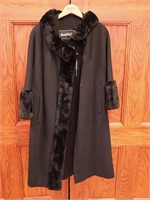 Woman's vintage wool coat with black