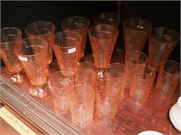 17 pieces Rose of Sharon Depression glass
