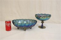 Indiana Glass Blue Carnival Compote & Console Bowl