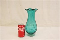 10" Green Glass Vase