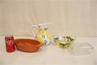 Lemon Theme Dishes w/ Terra Cotta Dish & Container