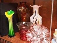 Art glass multicolored vase in the shape of