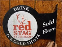 1980S RED STAG DOUBLE SIDED FLANGED SIGN