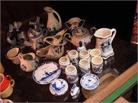 23 pieces of blue Delft including figurines,