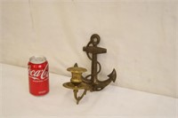 Vintage Brass Anchor Wall Sconce Candle Holder