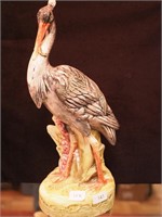 Majolica heron figurine, 12" high