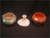 Three pieces of Roseville art pottery: