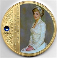 Princess Diana 70mm 24kt Gold Layered w/Gem