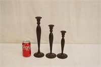 3 Solid Brass Gatco Candle Sticks, 8", 10", 12"