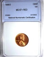 1958-D Cent NNC MS-67+ RED LISTS FOR $2400