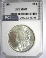 1881 Morgan PCI MS-67 LISTS FOR $21000