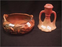 Two pieces of art pottery: Roseville Imperial