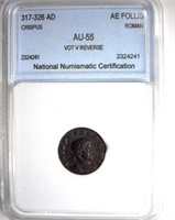 317-326 AD Crispus NNC AU-55 AE Follis
