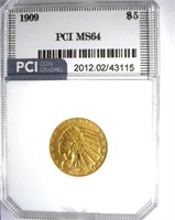 1909 Gold $5 PCI MS-64 LISTS FOR $3750